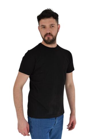 Erkek Sıfır Yaka Sırt Baskılı Tişört 2381 BGL-ST02875 SİYAH - XL