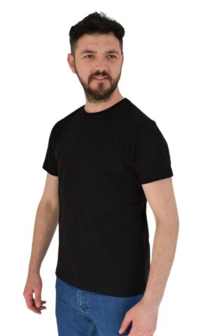 Erkek Sıfır Yaka Sırt Baskılı Tişört 2381 BGL-ST02875 SİYAH - XL