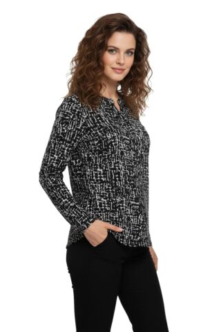 Kadın Yumoş Düğmeli Modelli Bluz BGL-ST05134 SİYAH - 54