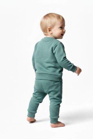 Erkek Çocuk Önü Baskılı Sweatshirt Ve Eşofman Alt Takım BGL-ST05255 YEŞİL - 92