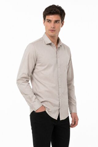 Erkek Spor Silim Fit Likralı Pamuklu Yazlık Gömlek BGL-ST05381 TAŞ - M