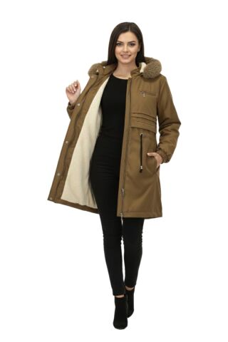 Kadın Kapüşonlu İçi Peluş Mont BGL-ST05027 TABA - 54