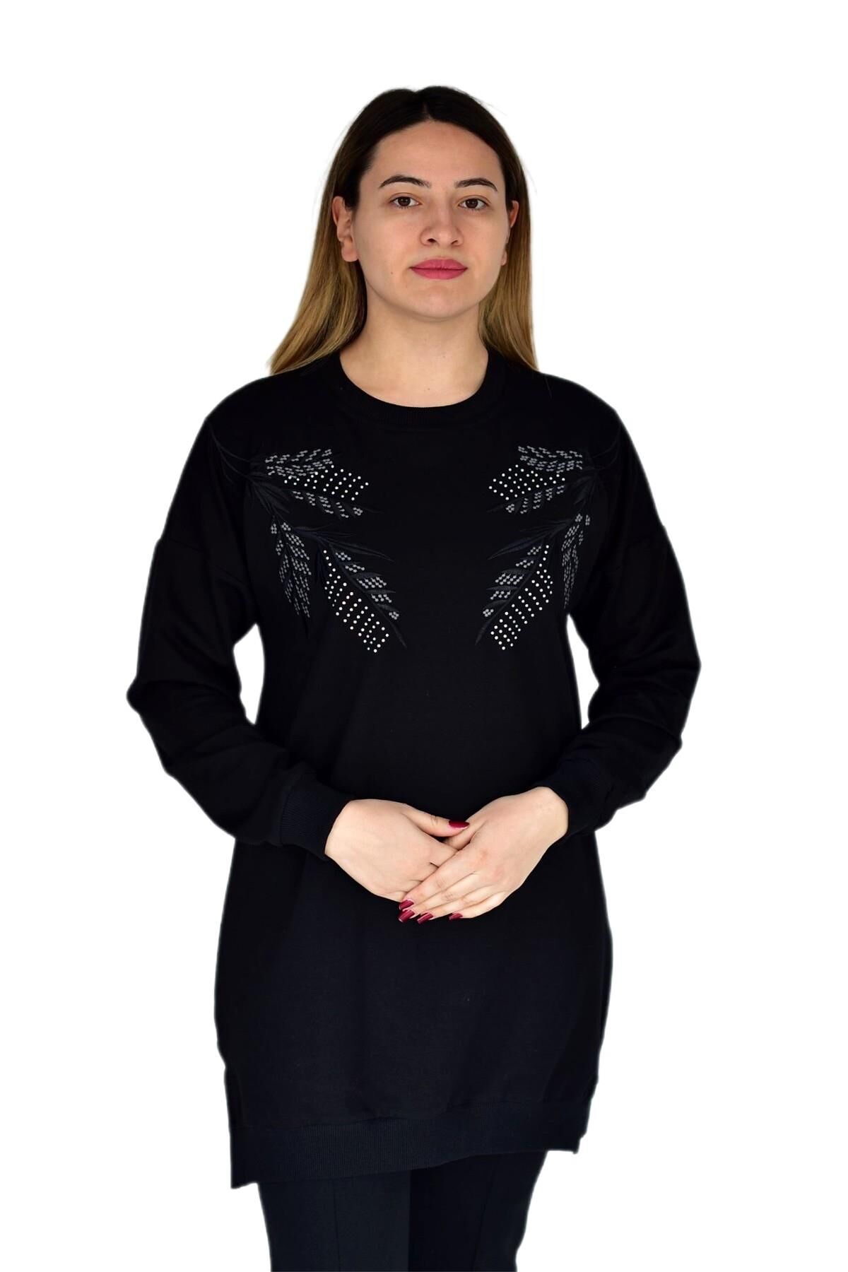 Kadın Nakışlı Tunik BGL-ST03276 SİYAH - 38