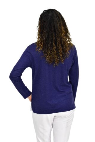 Kadın Yumoş  Bluz BGL-ST04141 LACİVERT - L