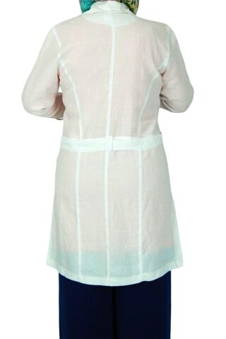 Kadın Kemerli Keten Tunik EFL3176 BEYAZ - 44