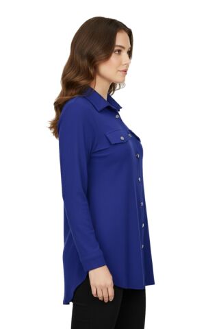 Kadın Düğmeli Cep Modelli Tunik BGL-ST05191 İNDİGO - 42
