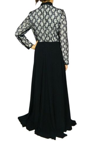 Kadın Siyah Uzun Kol Dantel Abiye Elbise PRT077464