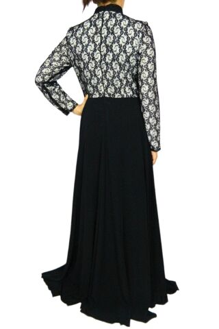 Kadın Siyah Uzun Kol Dantel Abiye Elbise PRT077464 SİYAH - 42
