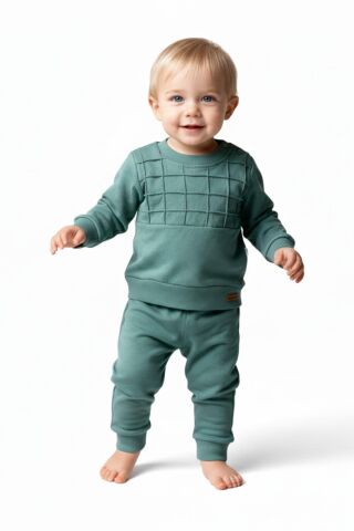 Erkek Çocuk Önü Baskılı Sweatshirt Ve Eşofman Alt Takım BGL-ST05255 YEŞİL - 92