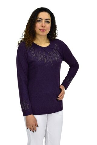 Kadın Yumoş  Bluz BGL-ST04141 MÜRDÜM - L