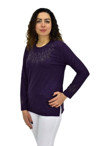 Kadın Yumoş  Bluz BGL-ST04141 MÜRDÜM - L