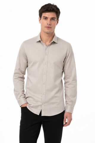 Erkek Spor Silim Fit Likralı Pamuklu Yazlık Gömlek BGL-ST05381 TAŞ - 3XL