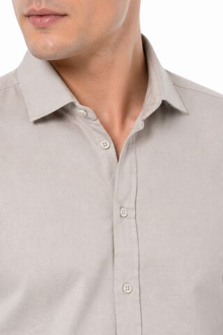Erkek Spor Silim Fit Likralı Pamuklu Yazlık Gömlek BGL-ST05381 TAŞ - 3XL