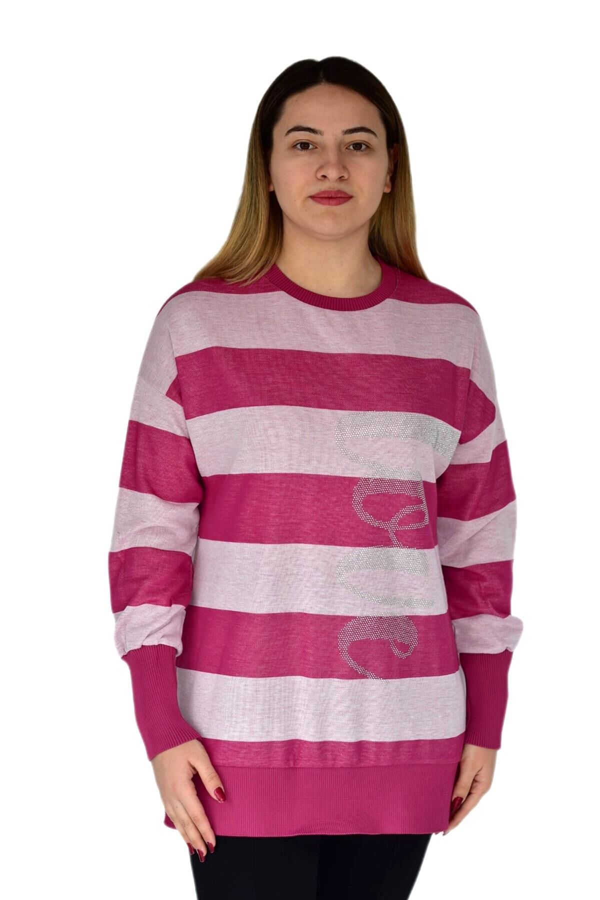 Kadın Taşlı Tunik SZG 8619 BGL-ST03277 PEMBE - L/XL