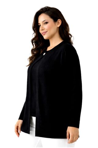 Kadın Anne Triko 2 Li  Hırka Takım BGL-ST05294 SİYAH - 2XL