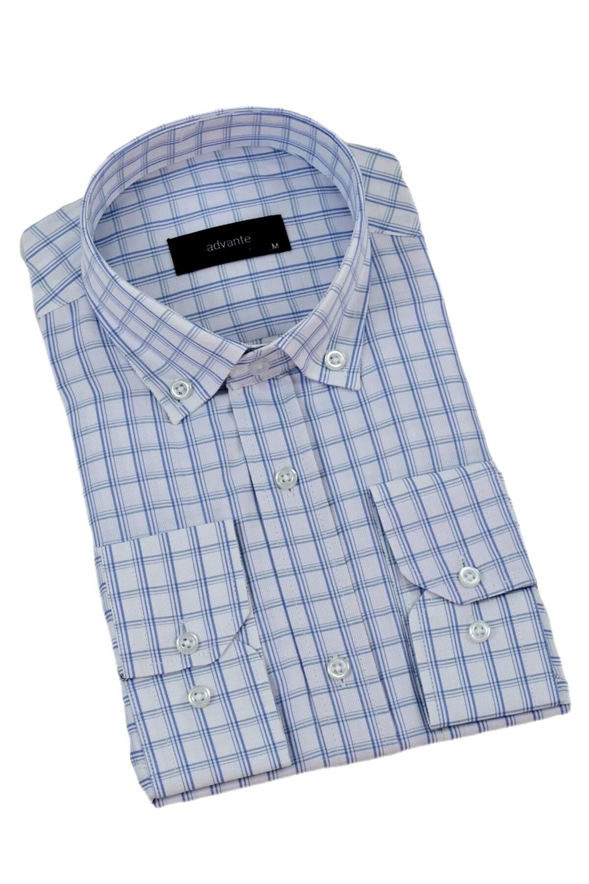 Erkek Klasik Tek Cepli Uzun Kol Gömlek BGL-ST04340 MAVİ - 2XL