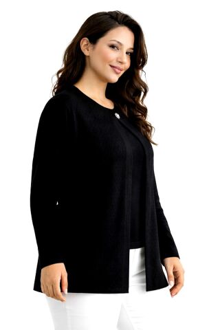 Kadın Anne Triko 2 Li  Hırka Takım BGL-ST05294 SİYAH - 3XL