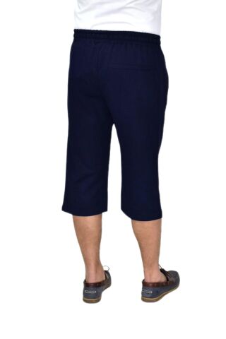 Erkek Büyük Beden Rahat Kesim Düz Paça Likralı Kumaş Kapri BGL-ST04617 LACİVERT - 4XL