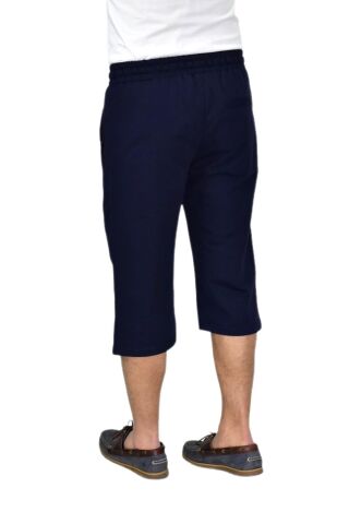 Erkek Büyük Beden Rahat Kesim Düz Paça Likralı Kumaş Kapri BGL-ST04617 LACİVERT - 4XL