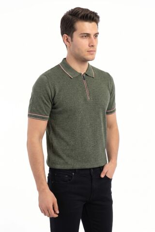Erkek Polo Yaka Kısa Kollu Triko Tişört Regular Kalıp BGL-ST05557 HAKİ - M