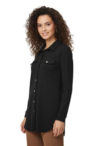 Kadın Düğmeli Cep Modelli Tunik BGL-ST05191 SİYAH - 40