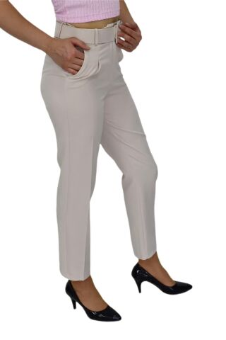 Kadın Kemerli Bilek Pantolon BGL-ST03690 BEJ - 38