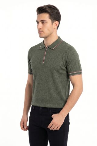 Erkek Polo Yaka Kısa Kollu Triko Tişört Regular Kalıp BGL-ST05557 HAKİ - L