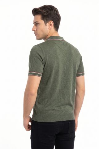 Erkek Polo Yaka Kısa Kollu Triko Tişört Regular Kalıp BGL-ST05557 HAKİ - L