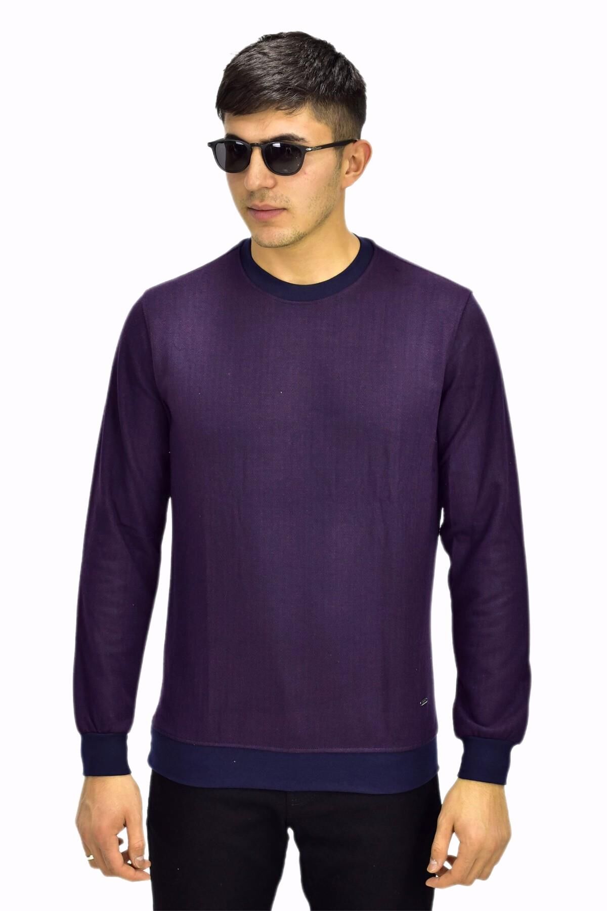 Erkek Spor Sıfır Yaka Sweatshirt R2270 BGL-ST03187 BORDO - L