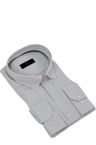 Erkek Büyük Beden Klasik Tek Cepli Uzun Kol Gömlek BGL-ST04341 BEJ - 5XL
