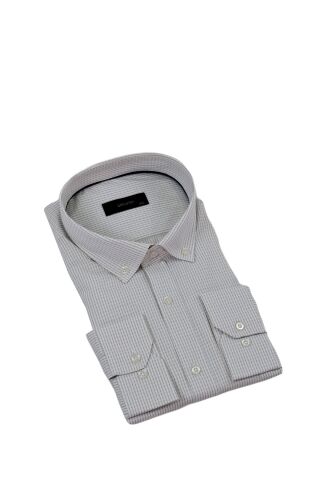 Erkek Büyük Beden Klasik Tek Cepli Uzun Kol Gömlek BGL-ST04341 BEJ - 5XL