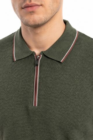 Erkek Polo Yaka Kısa Kollu Triko Tişört Regular Kalıp BGL-ST05557 HAKİ - 2XL