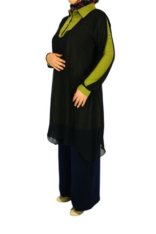 Kadın Siyah 2 li Şifon Tunik MS0217