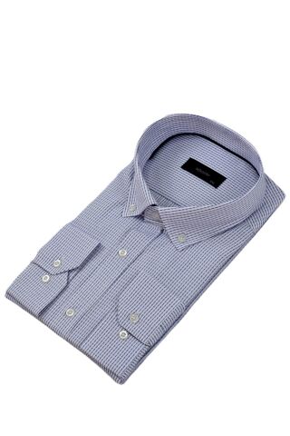 Erkek Büyük Beden Klasik Tek Cepli Uzun Kol Gömlek BGL-ST04341 MAVİ - 4XL