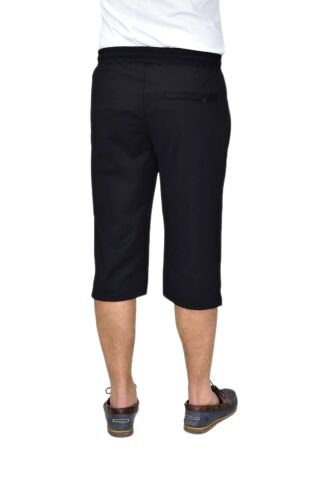 Erkek Büyük Beden Rahat Kesim Düz Paça Likralı Kumaş Kapri BGL-ST04617 SİYAH - 4XL