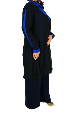 Kadın Siyah 2 li Şifon Tunik MS0217 SAKS MAVİ - 40