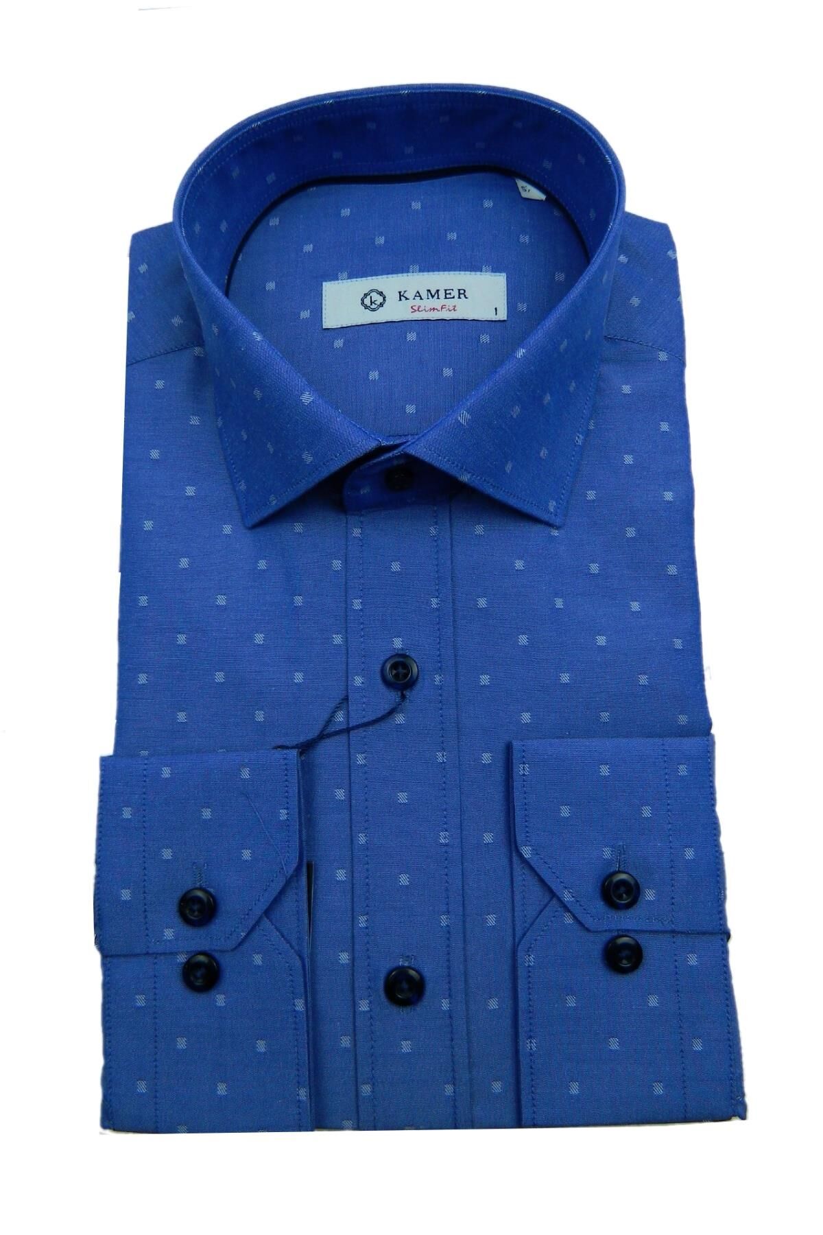 Erkek Slim Fit Gömlek 9321 009321 İNDİGO - S
