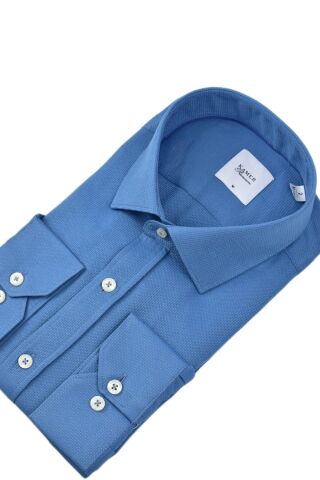 Erkek Büyük Beden Uzun Kol Gömlek 3717 BGL-ST04386 İNDİGO - 5XL