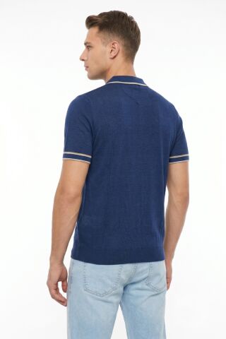 Erkek Polo Yaka Kısa Kollu Triko Tişört Regular Kalıp BGL-ST05557 LACİVERT - 2XL