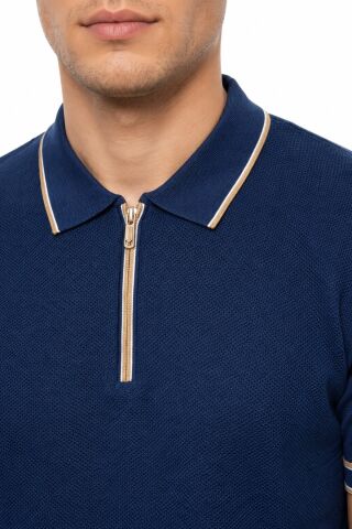 Erkek Polo Yaka Kısa Kollu Triko Tişört Regular Kalıp BGL-ST05557 LACİVERT - 2XL