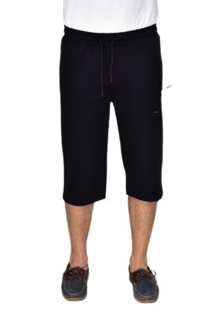 Erkek Büyük Beden Rahat Kesim Düz Paça Likralı Kumaş Kapri BGL-ST04618 SİYAH - 3XL