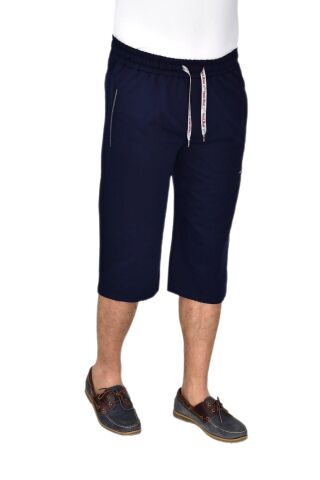 Erkek Büyük Beden Rahat Kesim Düz Paça Likralı Kumaş Kapri BGL-ST04618 SİYAH - 3XL