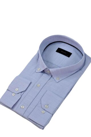 Erkek Büyük Beden Klasik Tek Cepli Uzun Kol Gömlek BGL-ST04342 MAVİ - 4XL