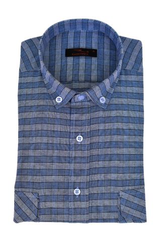 Erkek Klasik Çift Cep Kapaklı Uzun Kol Gömlek BGL-ST03559