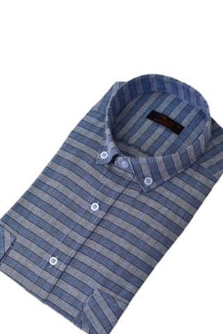 Erkek Klasik Çift Cep Kapaklı Uzun Kol Gömlek BGL-ST03559