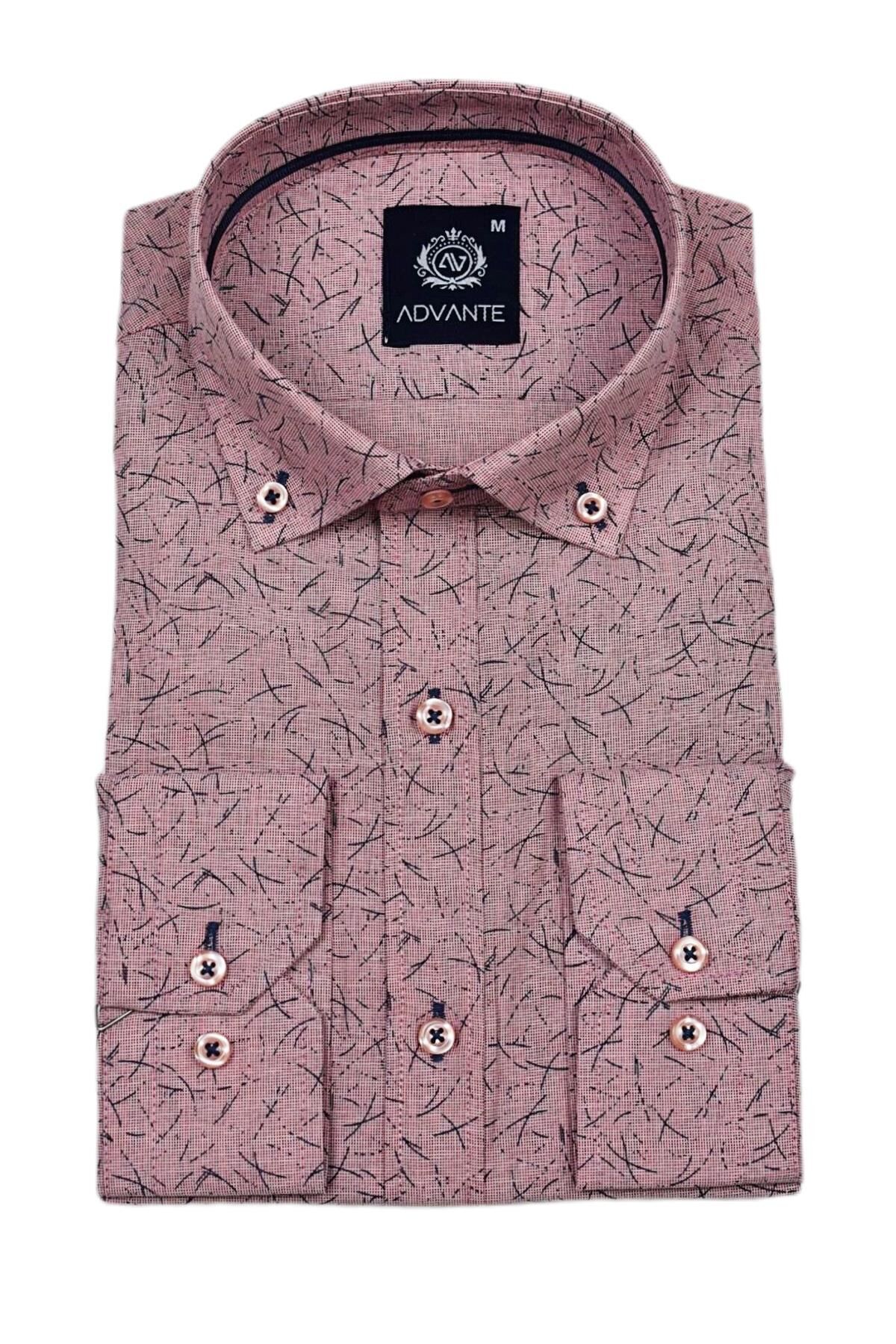 Erkek Uzun Kol Silim Fit Gömlek BGL-ST01688 PEMBE - M