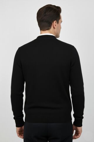 Erkek Hakim Yaka Astarlı Triko Fermuarlı Mont BGL-ST04832 SİYAH - 2XL