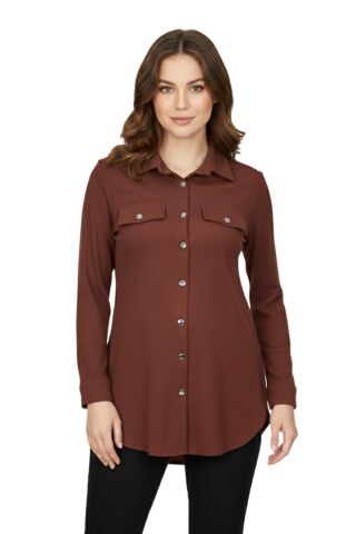 Kadın Düğmeli Cep Modelli Tunik BGL-ST05191 TABA - 50