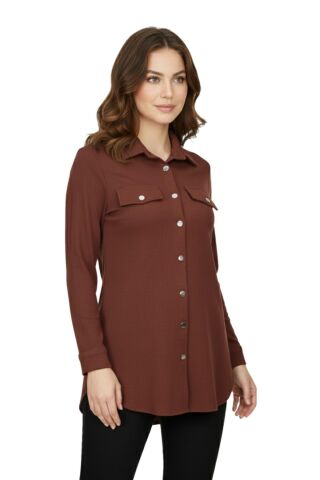 Kadın Düğmeli Cep Modelli Tunik BGL-ST05191 TABA - 50