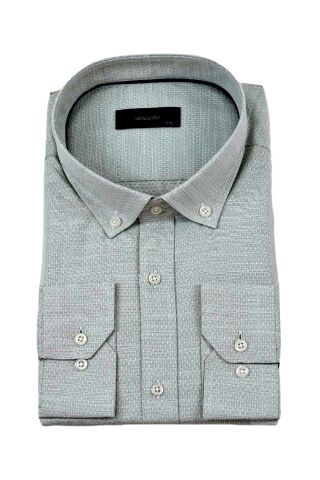 Erkek Büyük Beden Klasik Tek Cepli Uzun Kol Gömlek BGL-ST04342 MİNT-YEŞİLİ - 5XL
